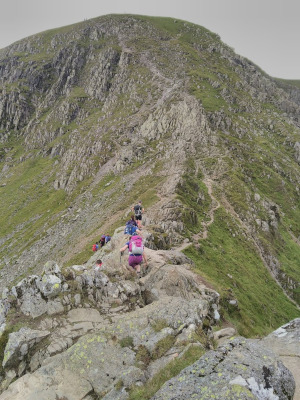 A scrable along a ridge